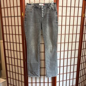Cabi Button Fly Straight Women's Gray Jeans, 8
